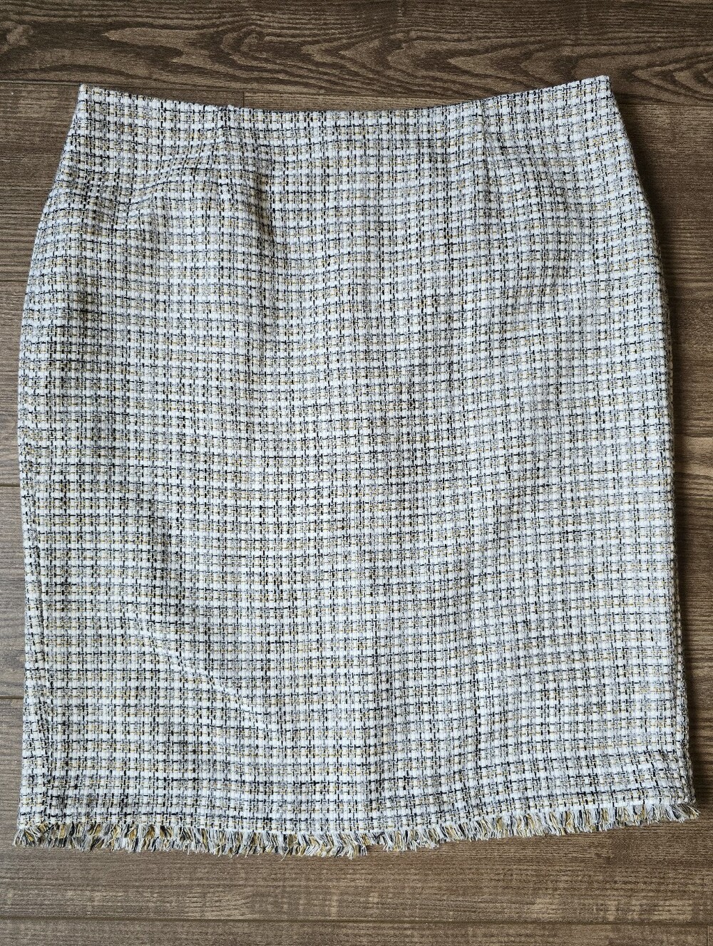 Calvin Klein Skirt Womens 16 Cream Tweed Pencil Preppy Academia Office Corporate